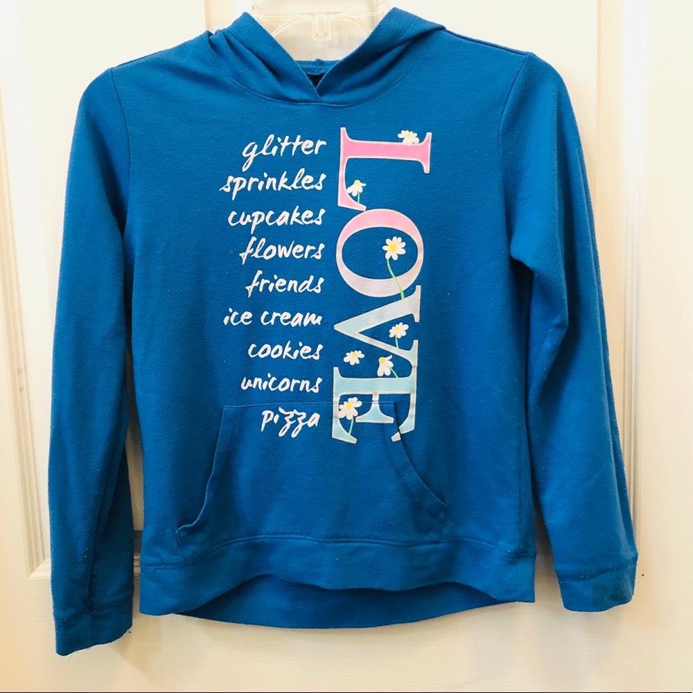Blue hooded sweatshirt for teen girl